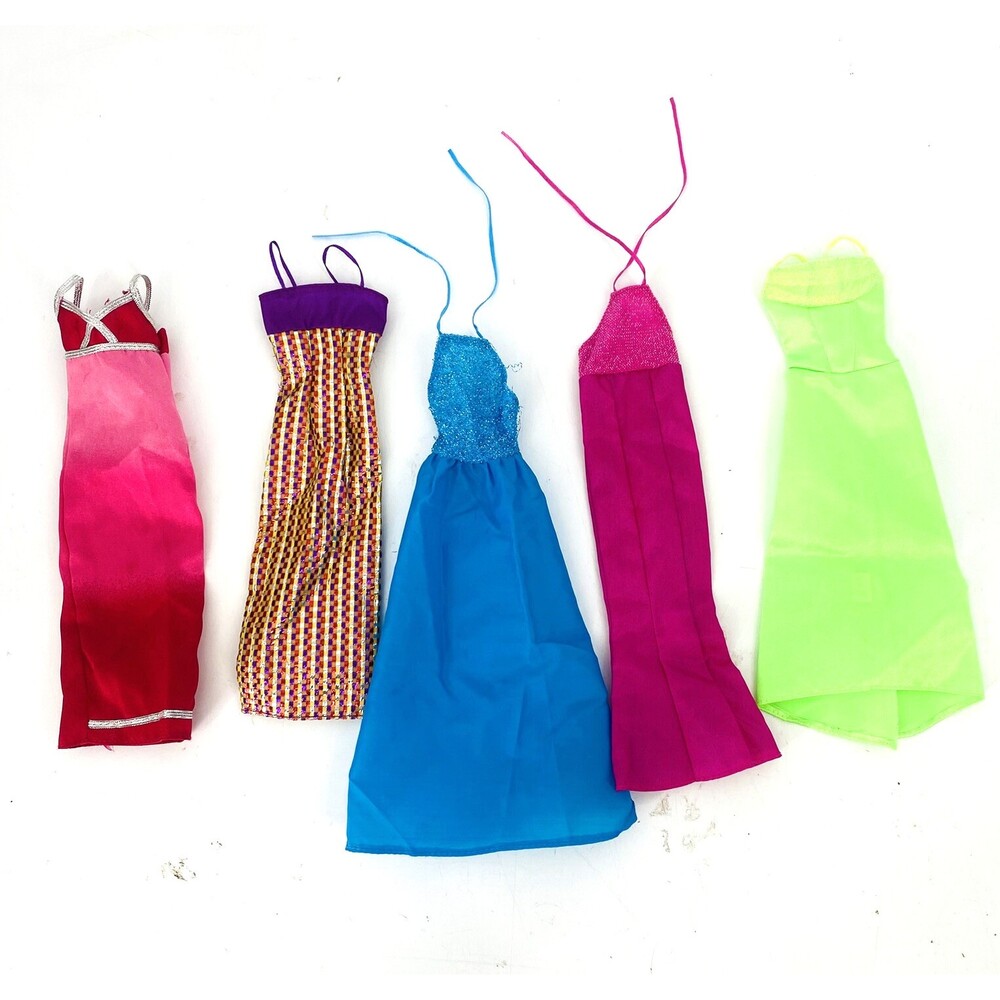 Lot Of 5 Vintage Y2K 90’s Barbie Maxi Dresses Prom Halter Genuine Barbie Clothes